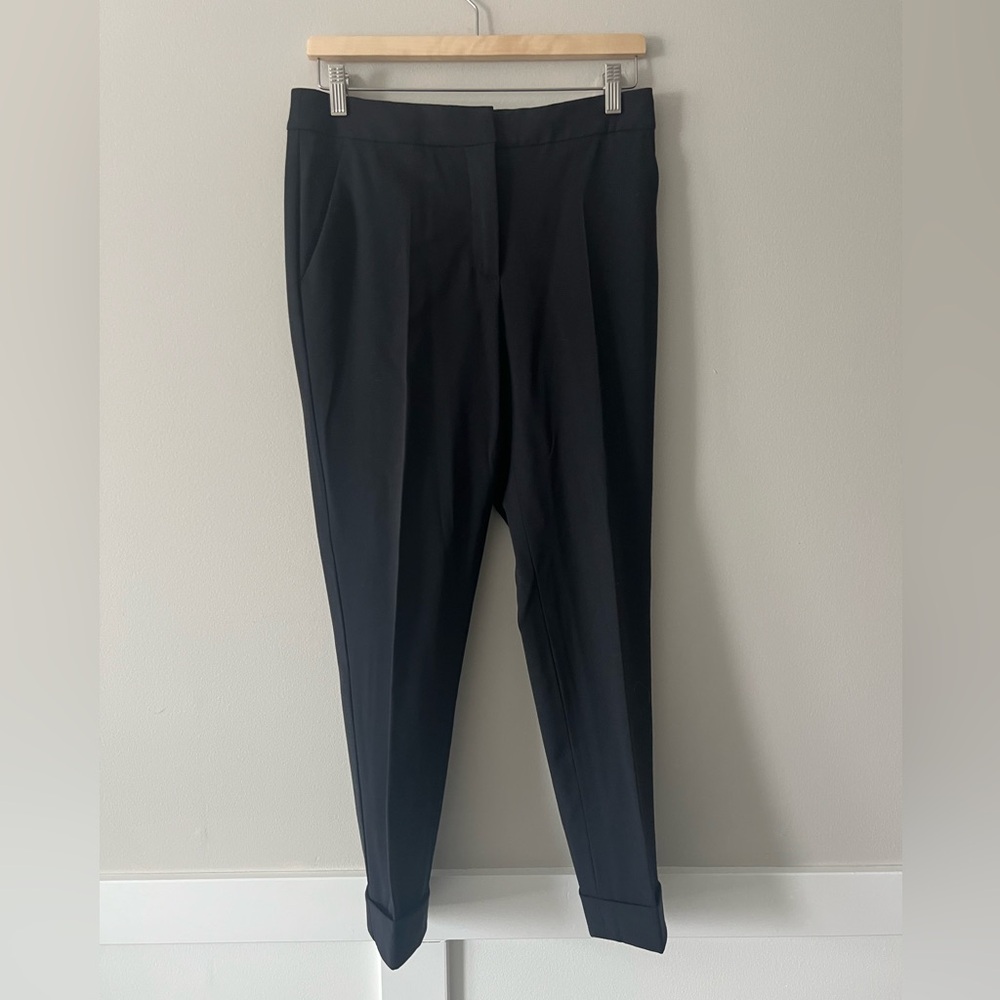 Max Mara Black Tailored Ankle Pants Slim Tapered Cuffed Hem Italy